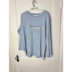Vintage Outer Banks Granny Blue Fleece Embroidered Crewneck Sweatshirt Size XL
